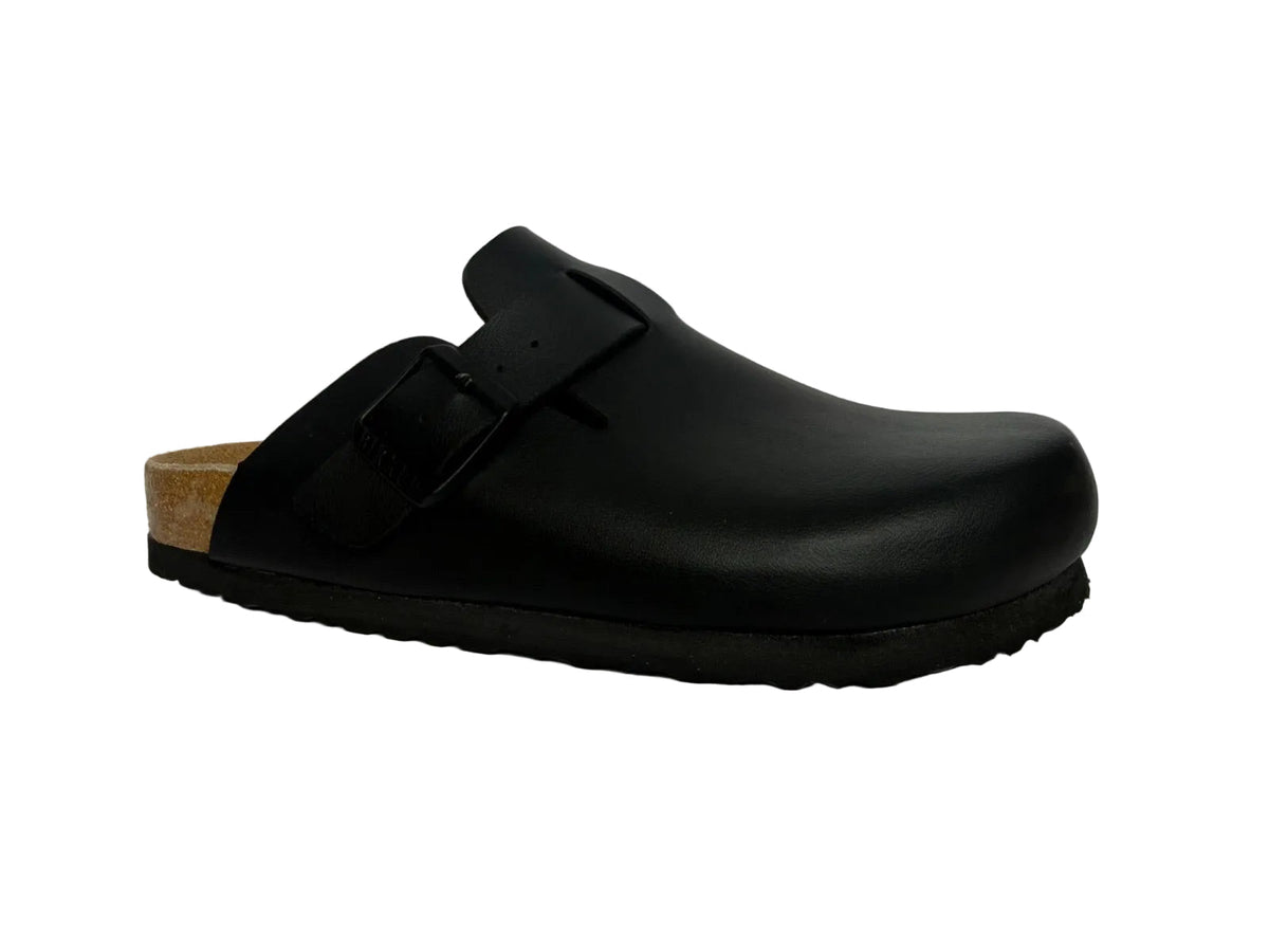 BIRKENSTOCK BOSTON SOFT FOOT BED - BLACK LEATHER