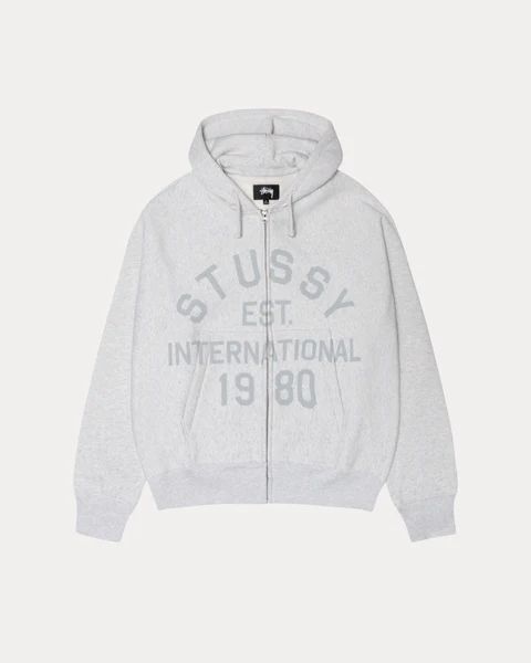 Stüssy EST. International 80 zip hoodie in white