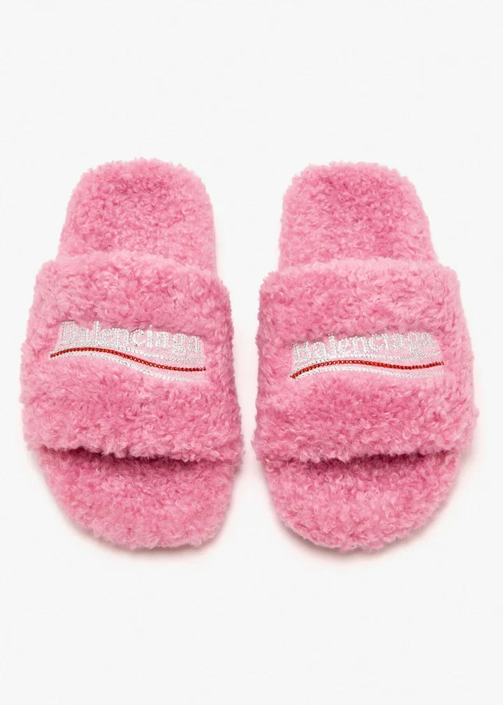 Balenciaga Sherpa Slides Pink
