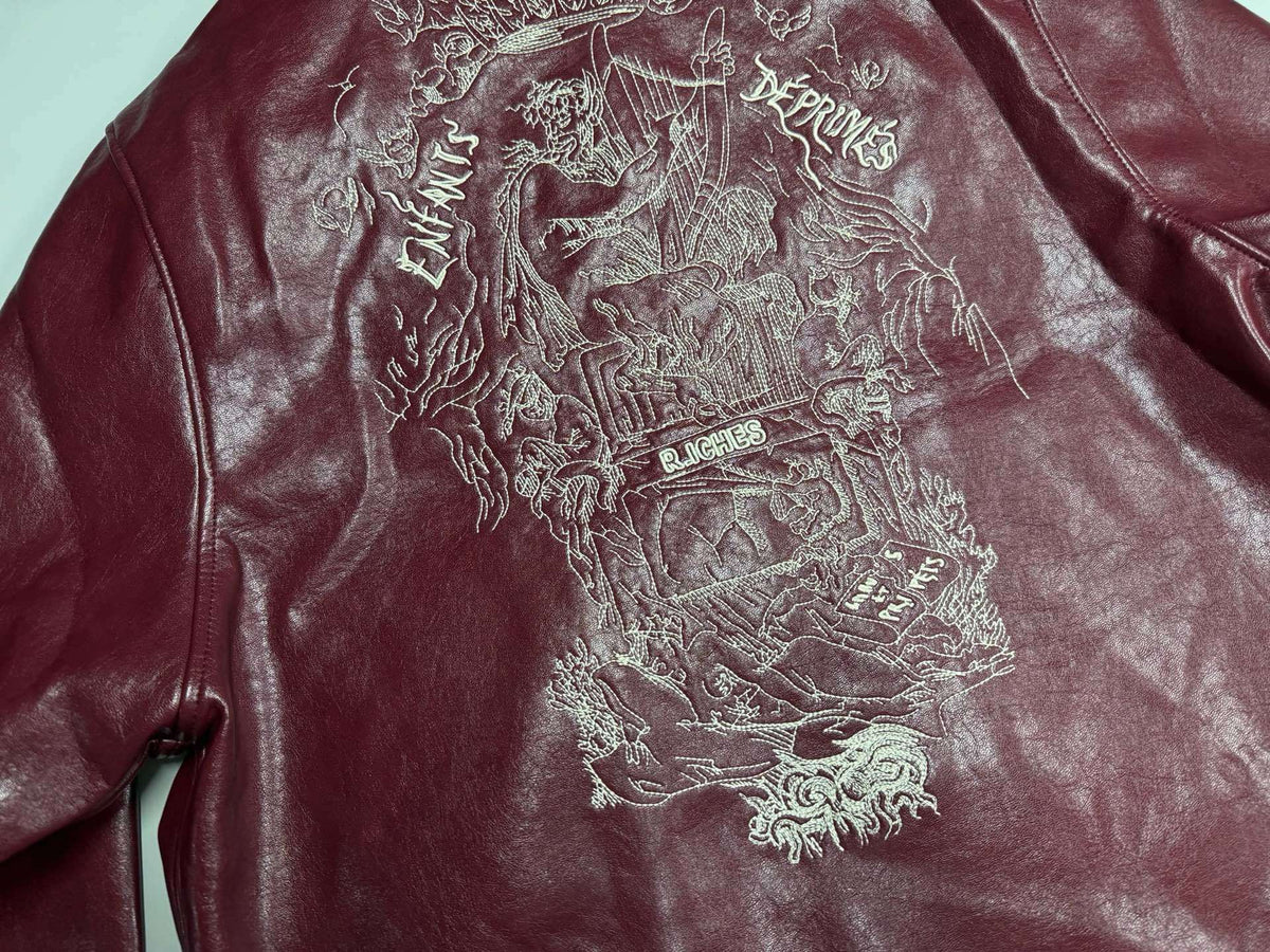 Enfants Burgundy Leather Jacket