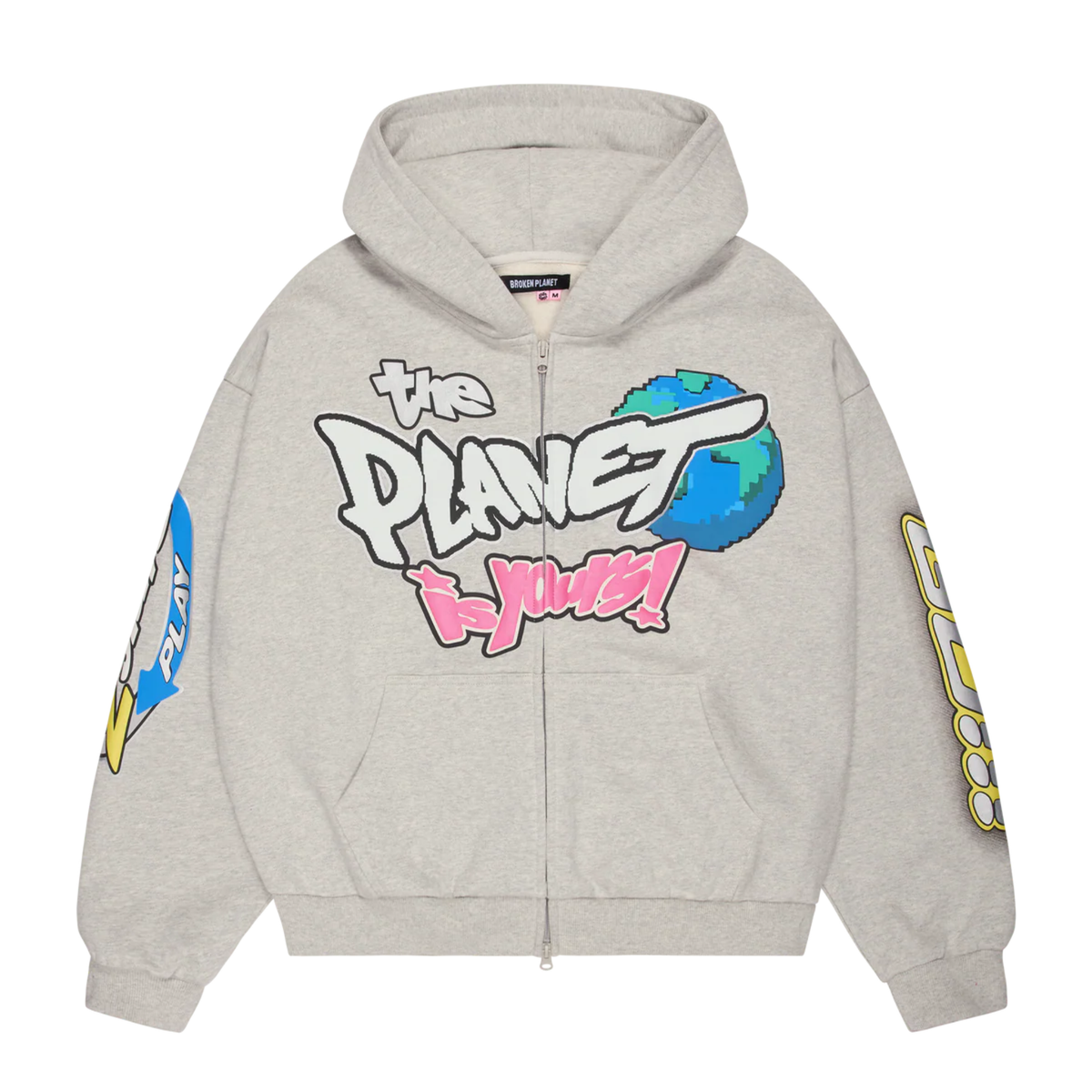 Broken Planet The Planet Is Yours Zip Up Hoodie - Gray