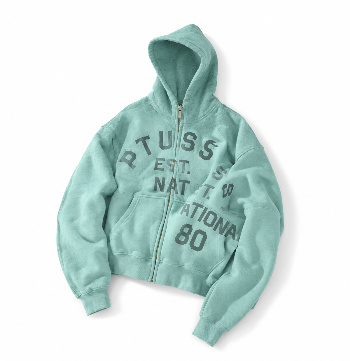Stüssy EST. International 80 zip hoodie in turquoise