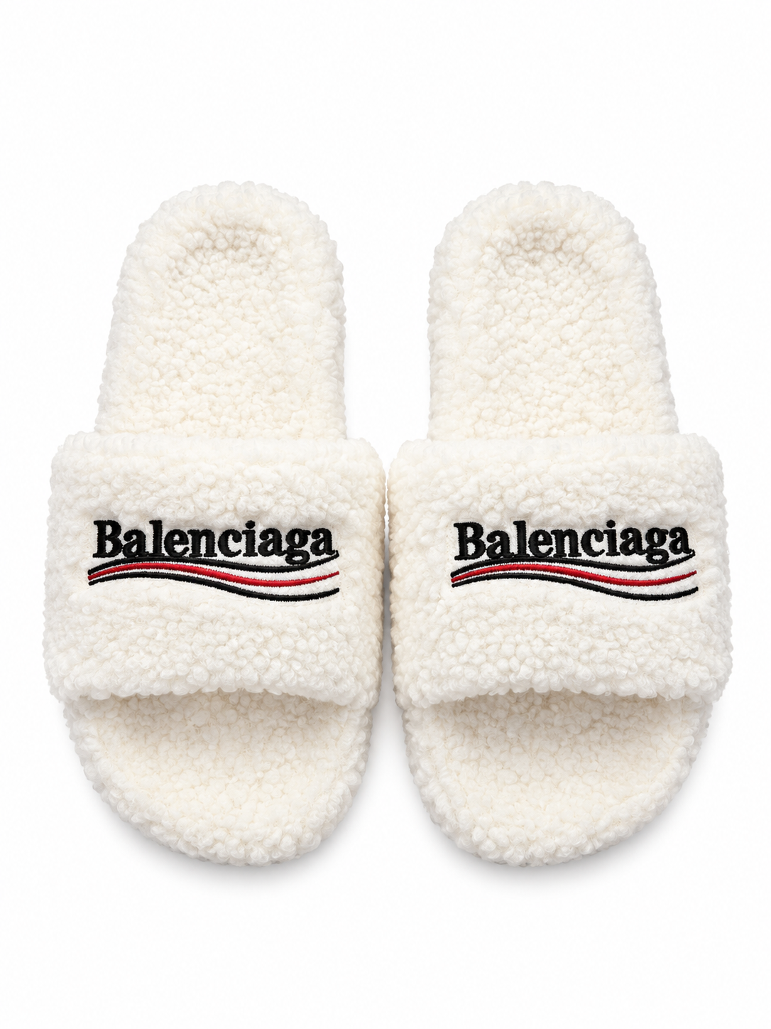Balenciaga Sherpa Slides Cream