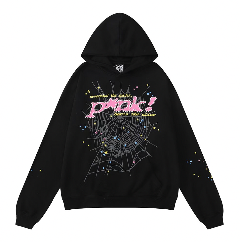 Black Hoodie with Web Print