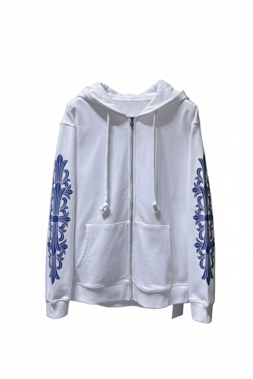 Chrome Hearts Zip Up Jacket - "White/Blue"