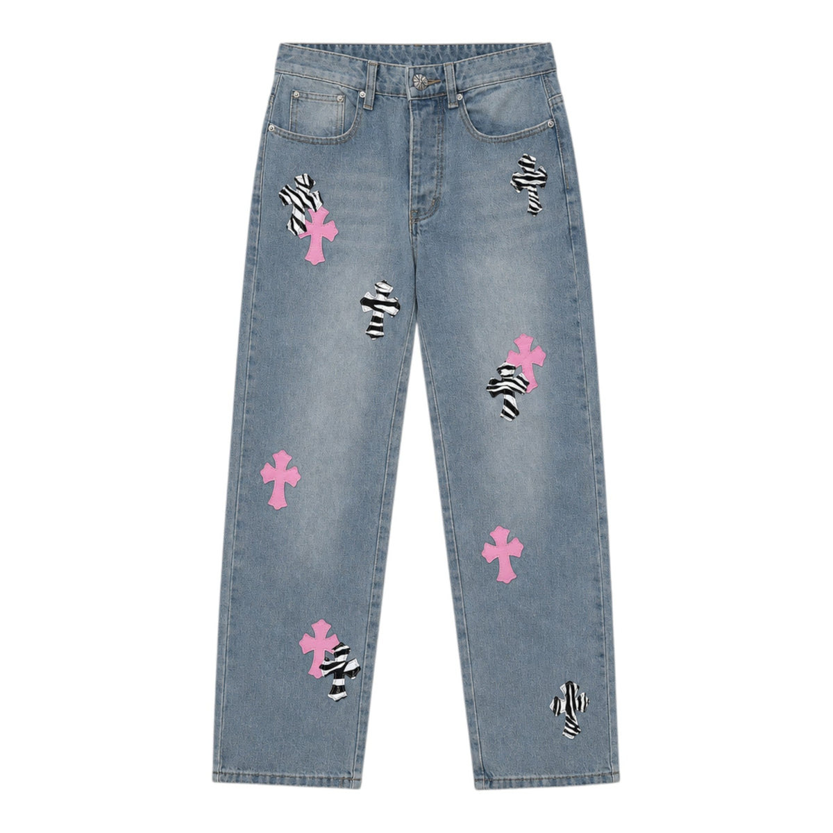 Chrome Hearts NYFW Zebra Levi's Cross Patch Jeans