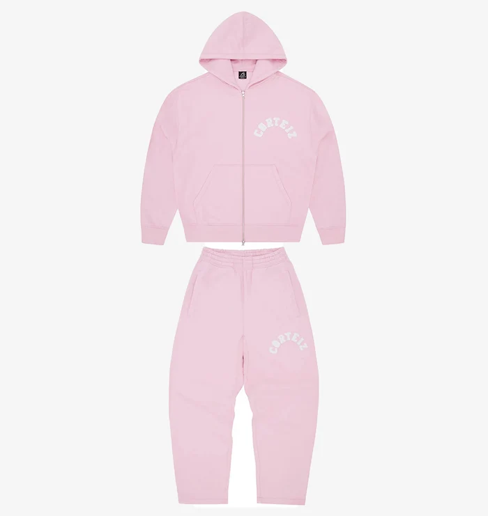 Corteiz Pink Tracksuit – Hoodie & Pants Set