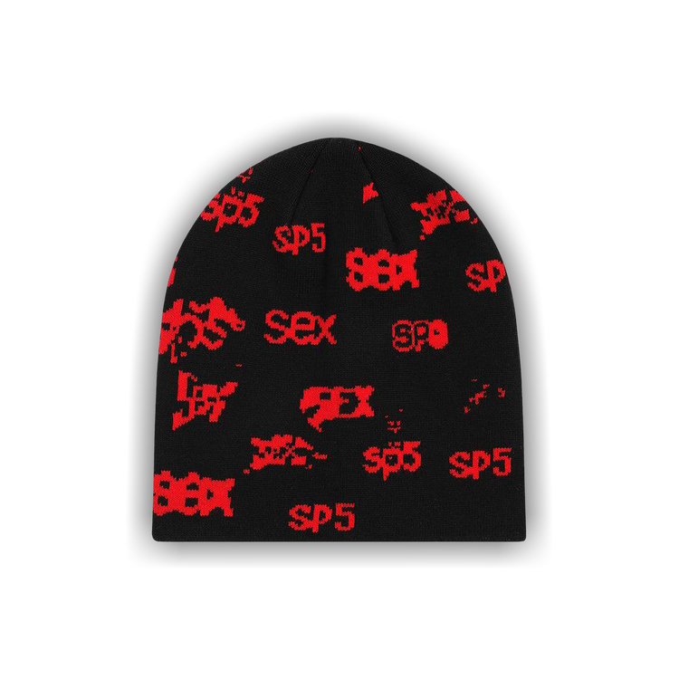 SP5DER Text Logo Beanie - Red / Black