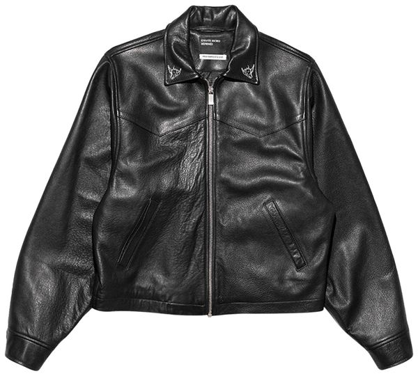 Enfants Black Leather Jacket - front