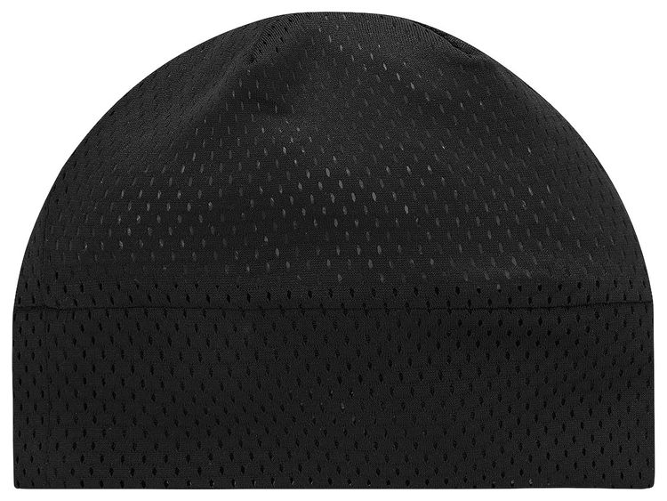 Black Mesh Beanie with Script Print