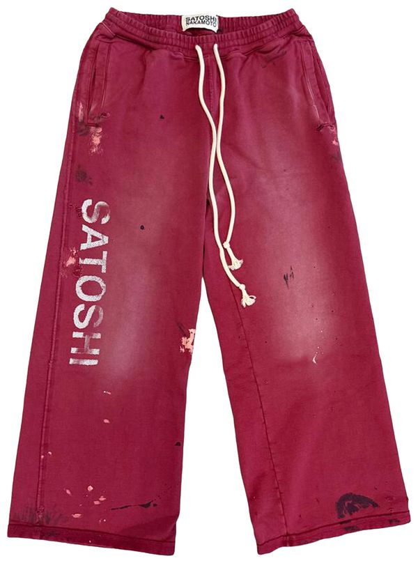 Satoshi Red Distressed Pants - front