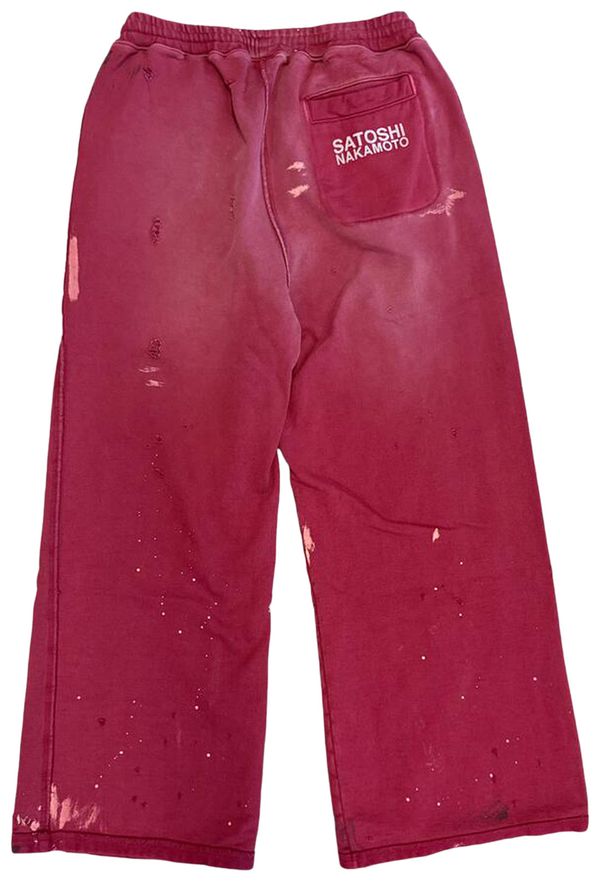 Satoshi Red Distressed Pants - back