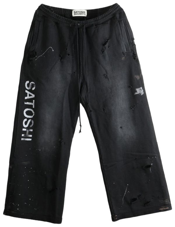 Satoshi Black Distressed Pants - front