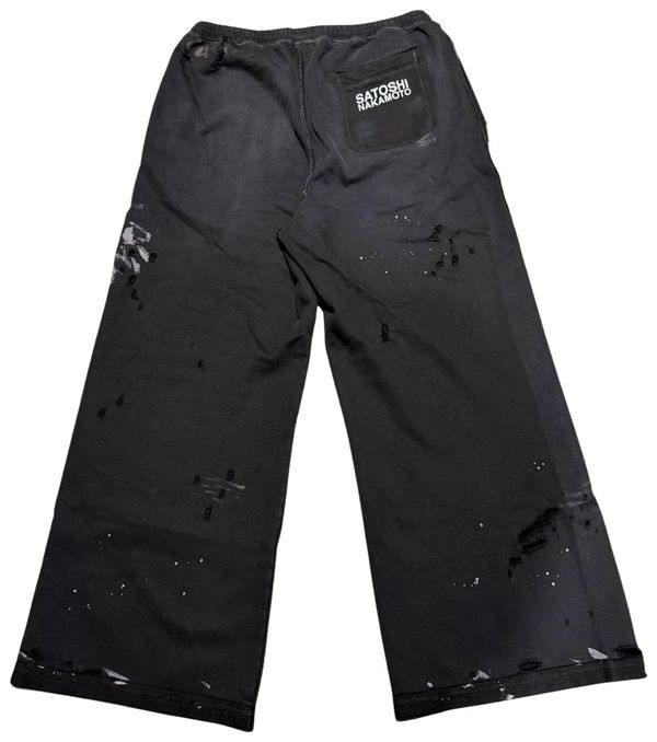 Satoshi Black Distressed Pants - back
