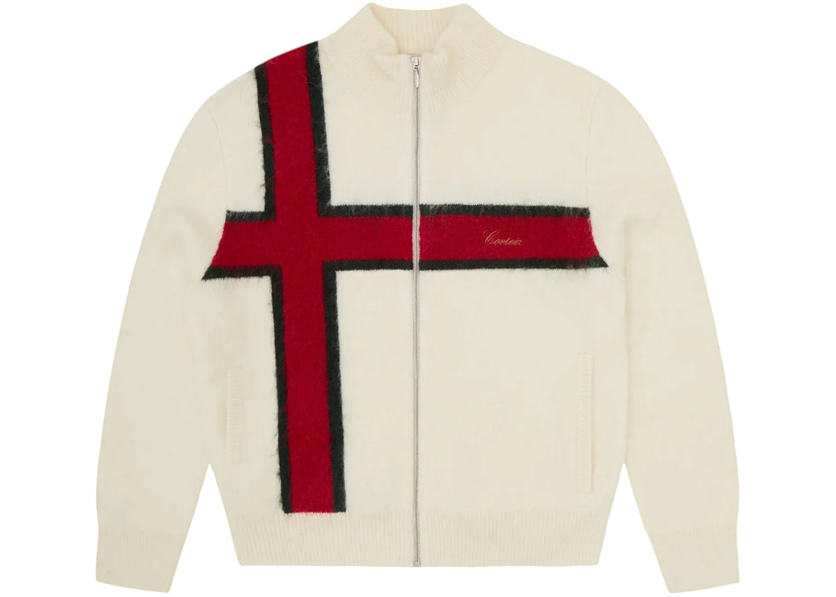 Corteiz Lux Knit Zip-Up Sweater – Cream