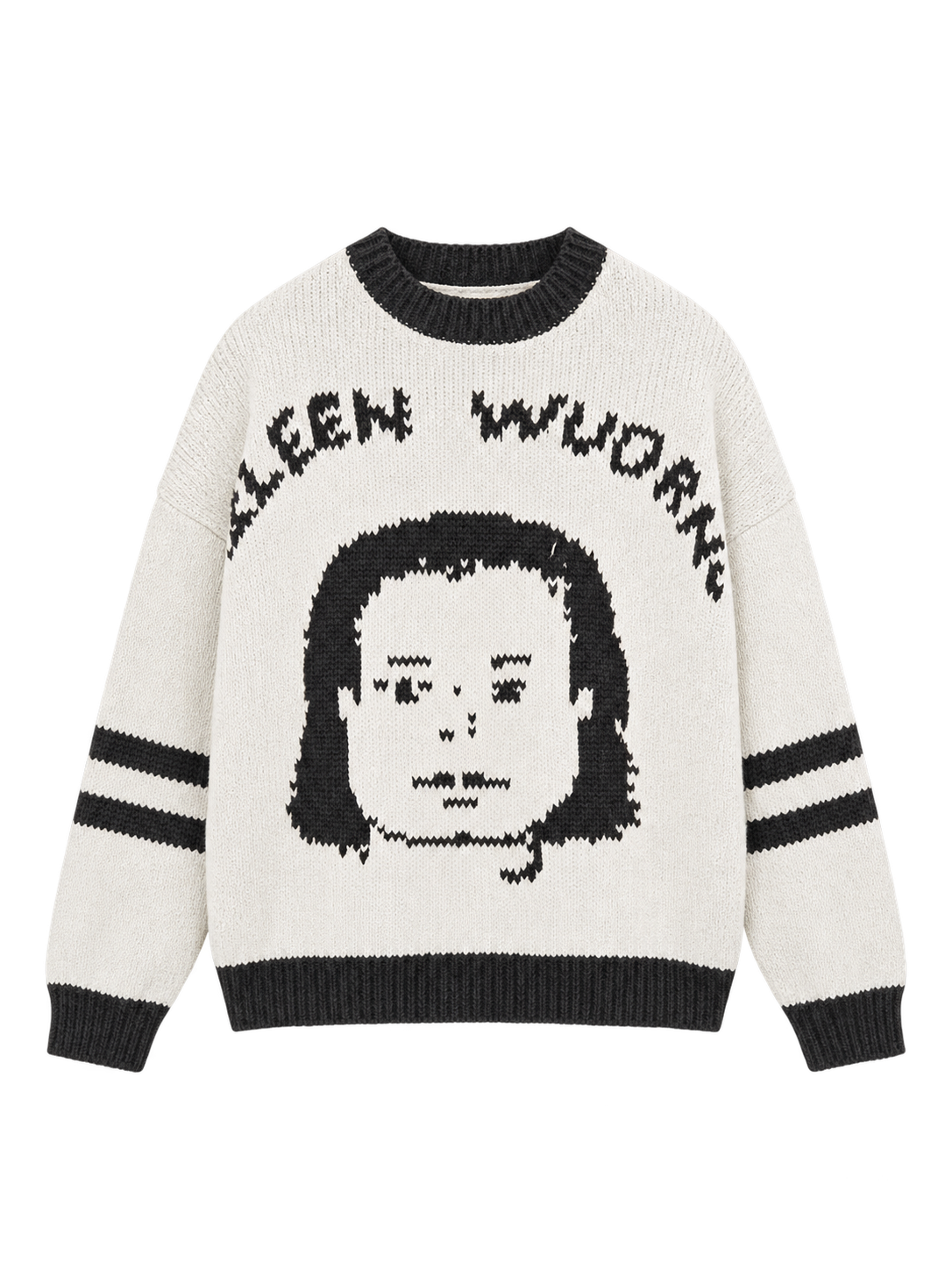 Aileen Wuornos Graphic Knit Sweater - "White/Black"