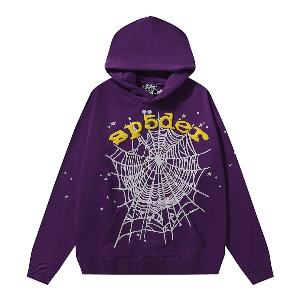 Purple Hoodie with Web Print