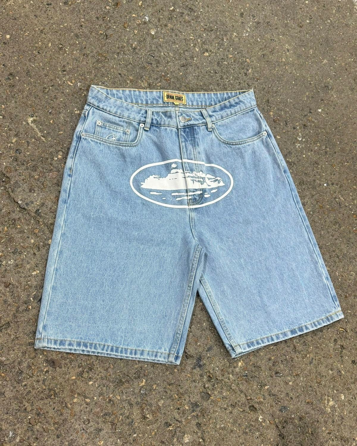 Corteiz Alcatraz Jeans Shorts - Blue - FAVELA