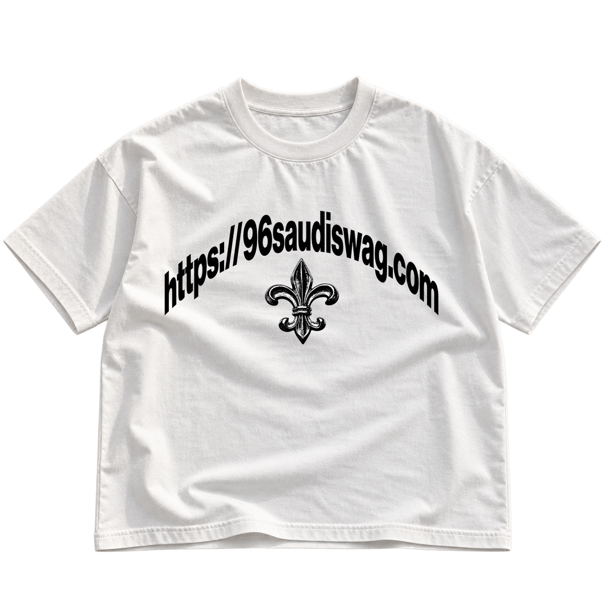 96 SAUDI SWAG Graphic T-Shirt - "White/Black"